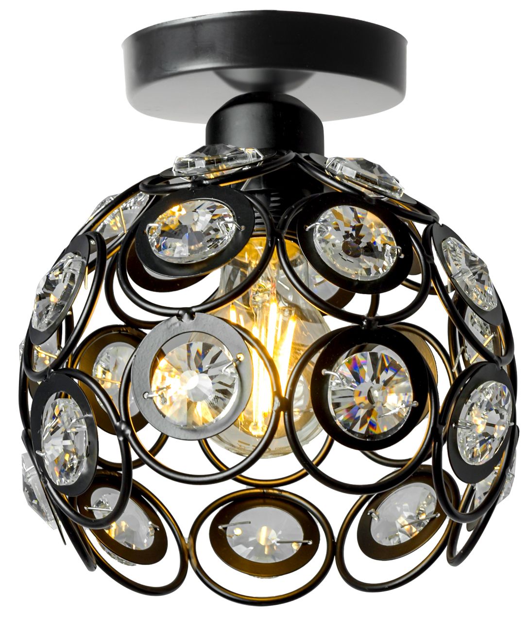 Lampa Sufitowa Wisząca Kryształowa Toolight App203-1C Czarny