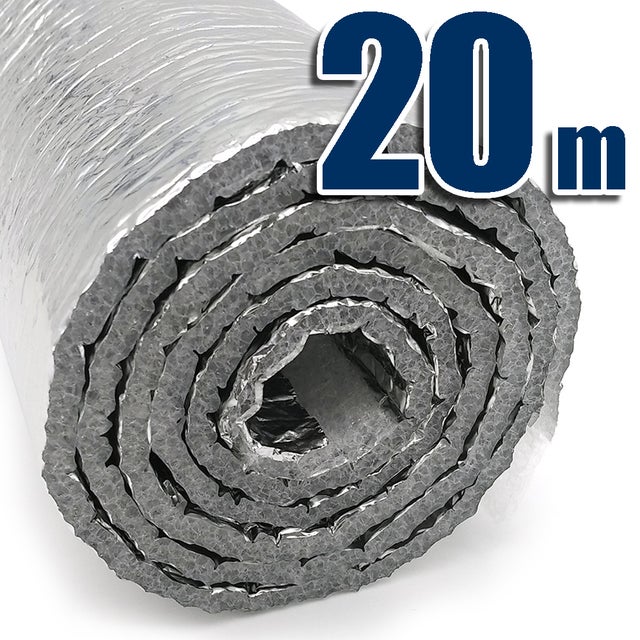 Isolation thermique réfléchissante en aluminium et mousse (20 m x 60 cm) - Isolation pour caravanes, fourgons, maisons, radiateurs, bureaux