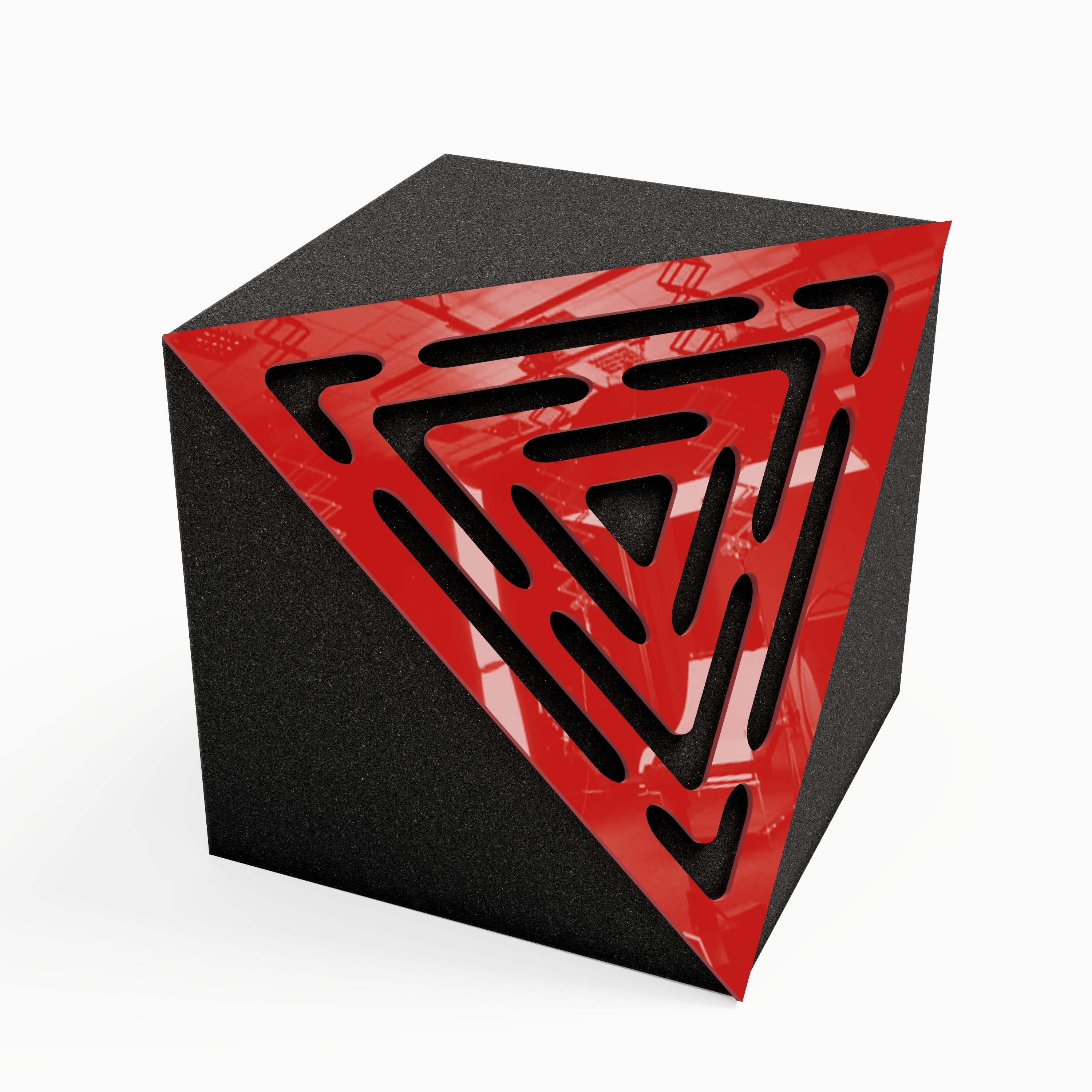 Lot de 2 Pièges à basses d'angle cubiques TRICUB WAVE acoustiques insonorisants - Plastique perforé et mousse acoustique - Rouge brilliant - 3