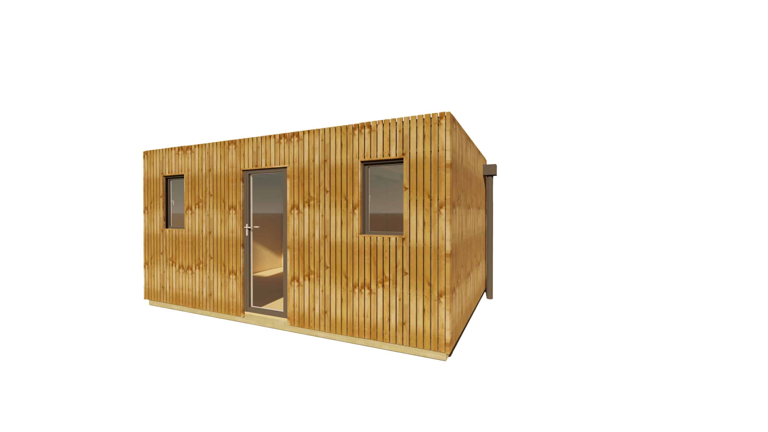 STUDIO DE JARDIN / 19,5 m2 - 5,55 x 3,52m / Plancher isolé / Bardage Brun / Intérieur OSB / Livraison Gratuite - 2