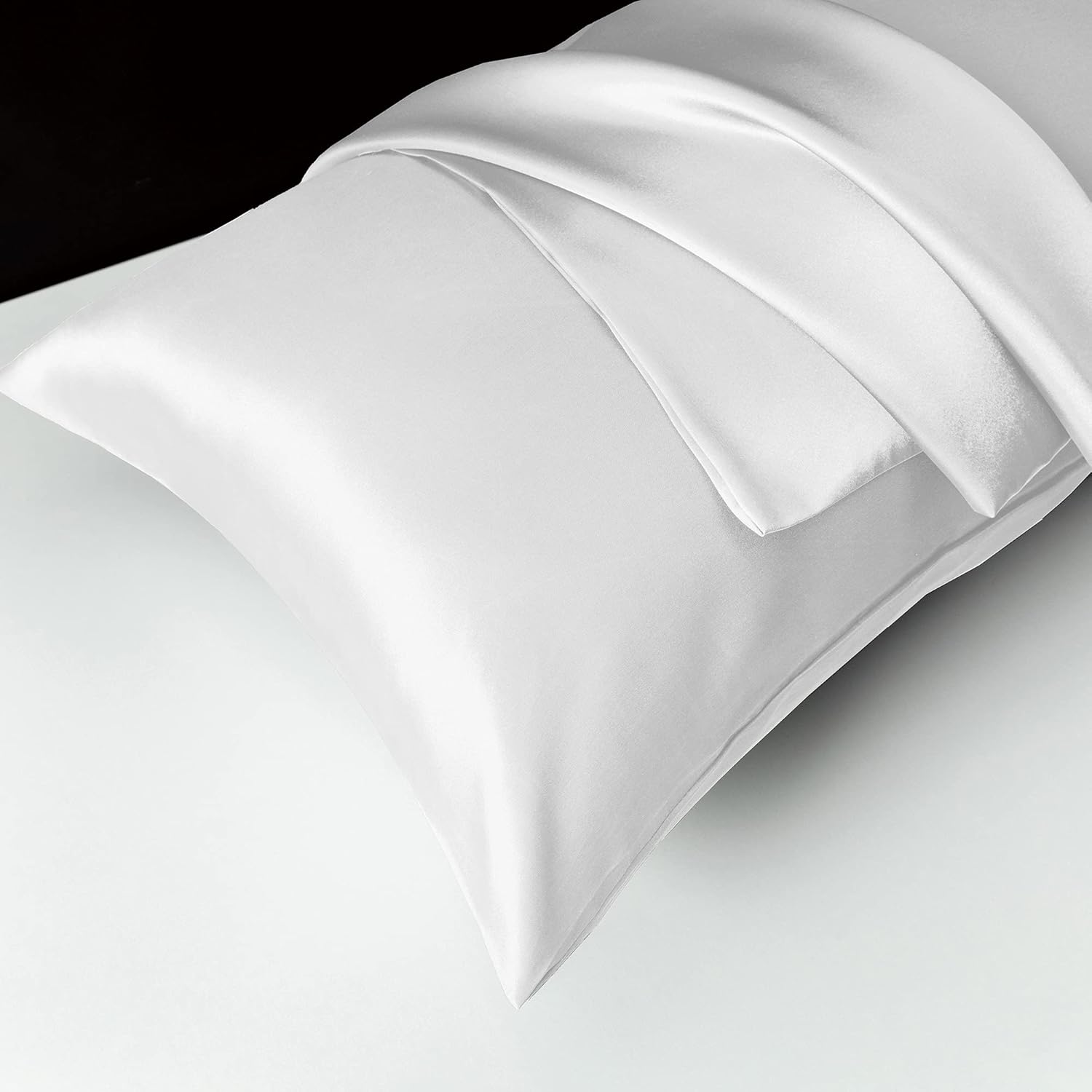 Taies d'oreiller en satin, 40 x 60 cm, douces et agréables pour la peau, blanches, lot de 2 - 7