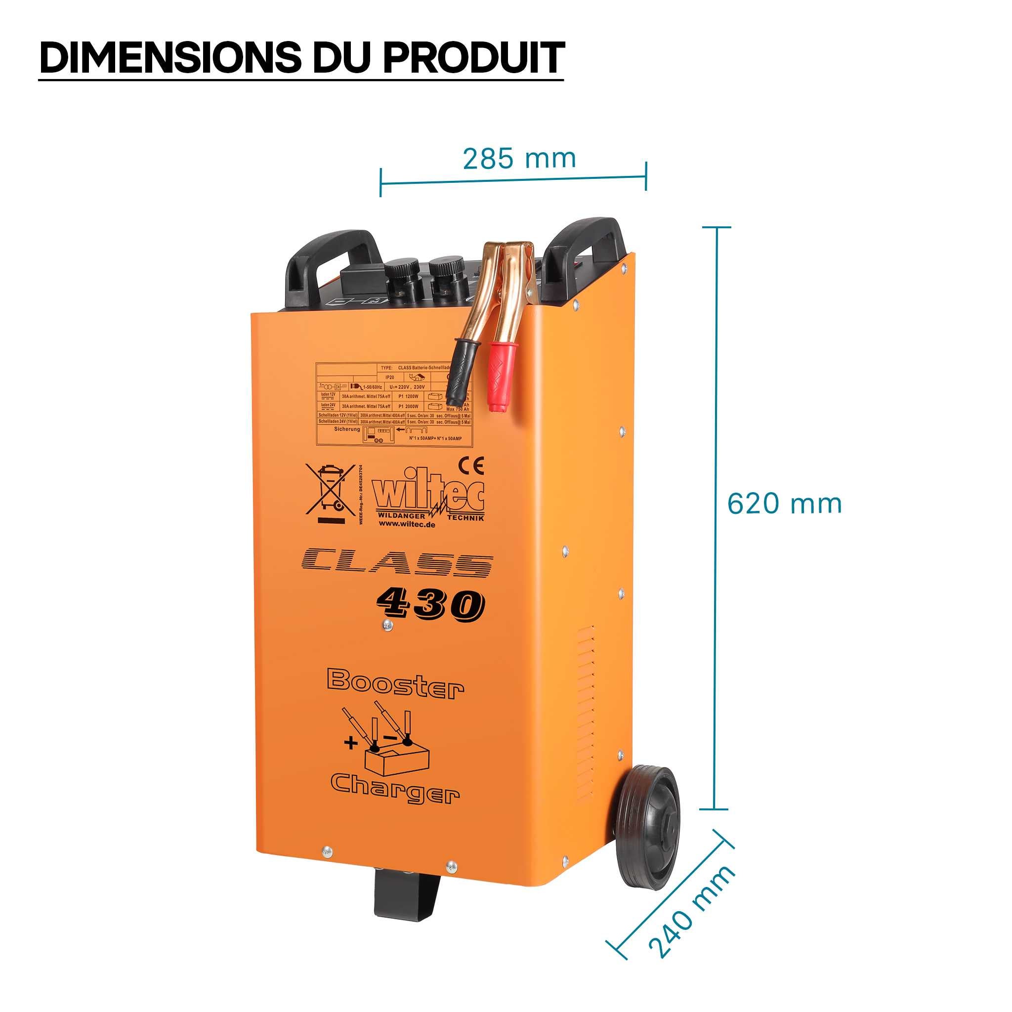 Wiltec Caricabatterie 12V e 24V Boost 430 Caricatore per batterie piombo acido AGM - 7