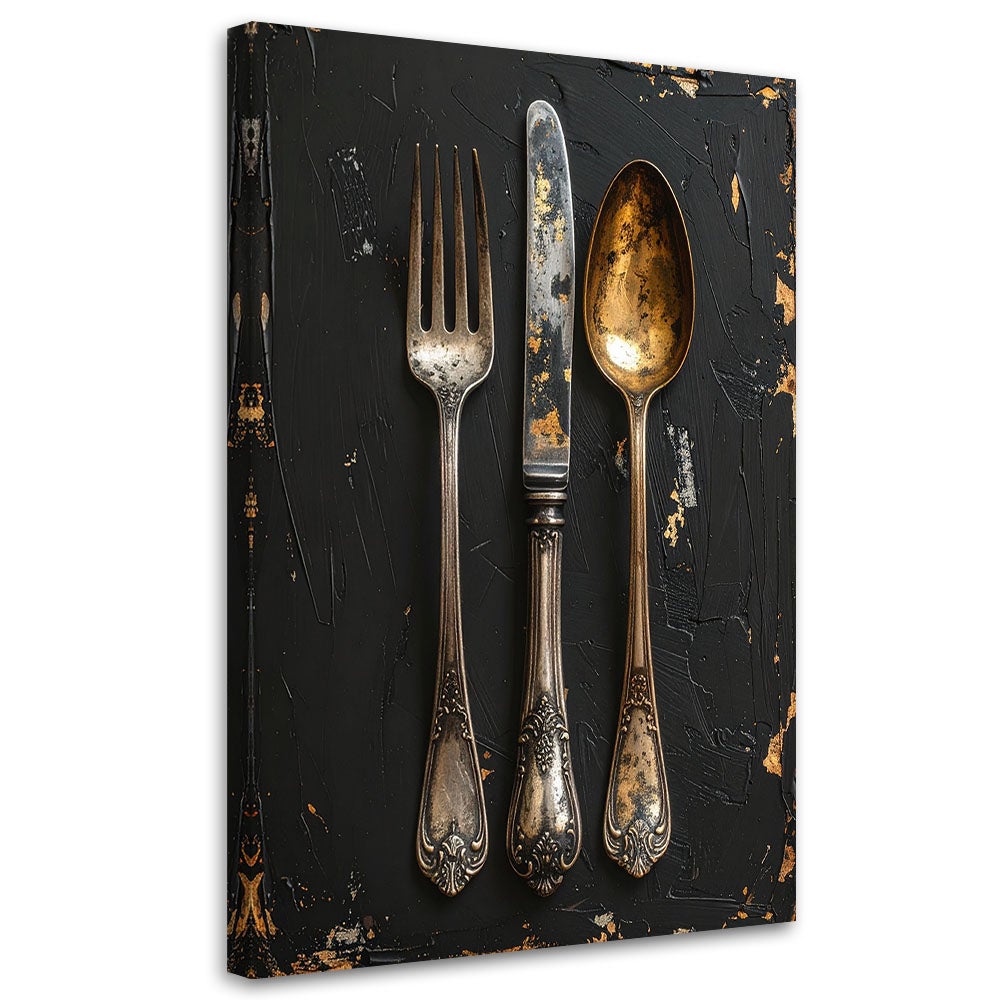 Obraz do kuchni jadalni restauracji salonu, Stare sztućce w stylu retro vintage 40x60