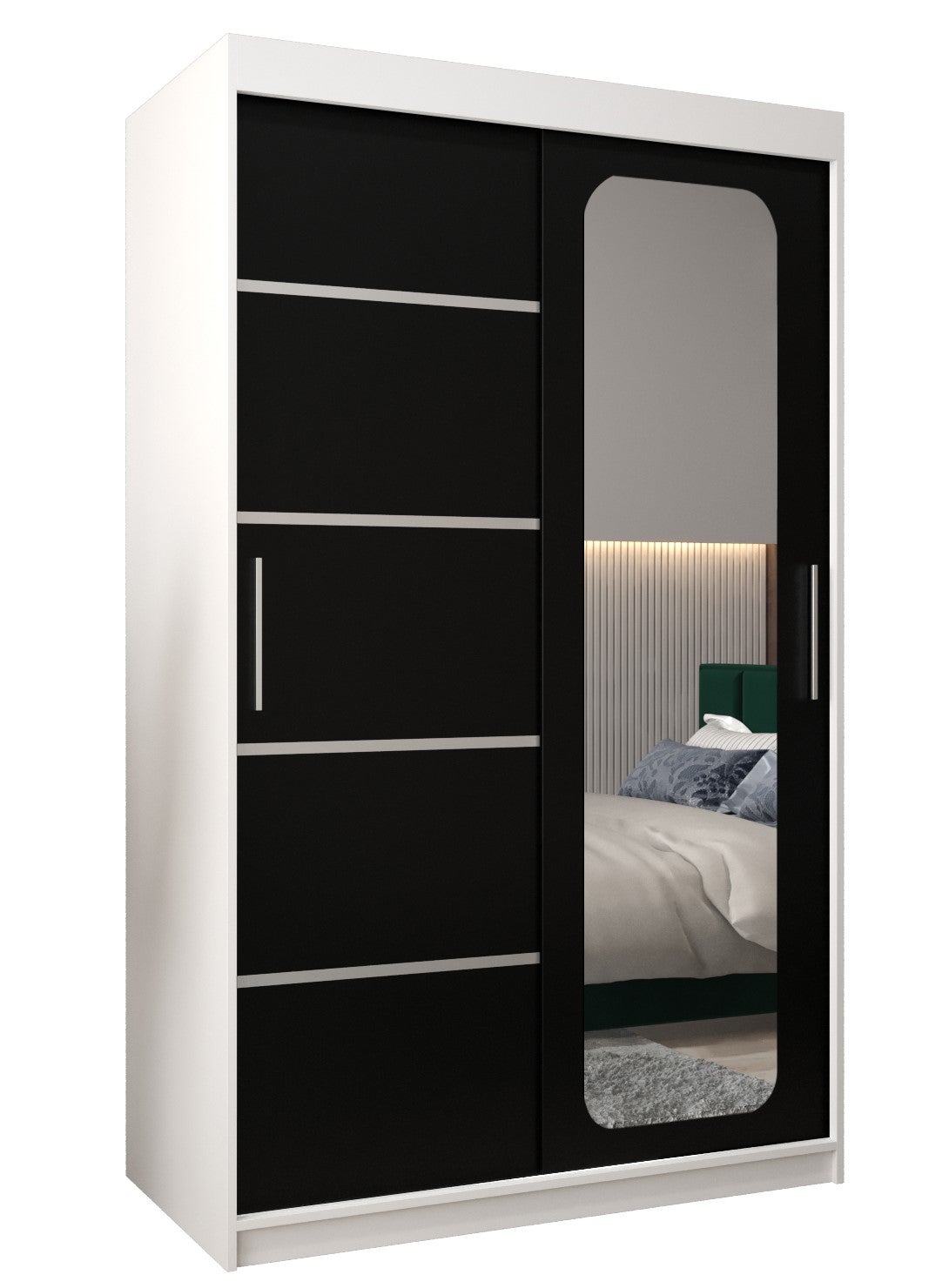 Szafa przesuwna garderoba PROMO V2 120 x 62 x 200 cm Biały + Czarny - Abiks Meble