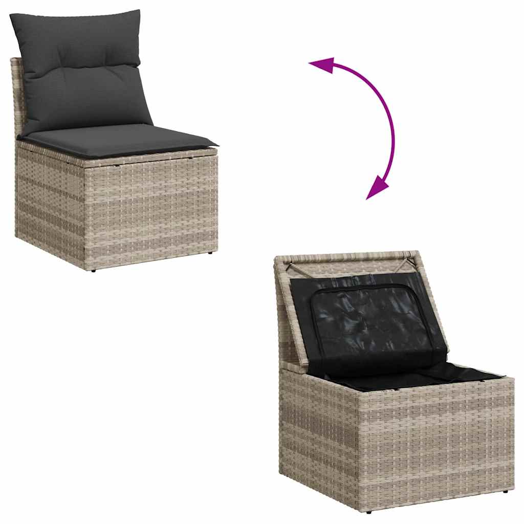 2 pcs conjunto sofás de jardim | Conjunto lounge de jardim c/ almofadões acácia e vime PE CFW98867 - 5
