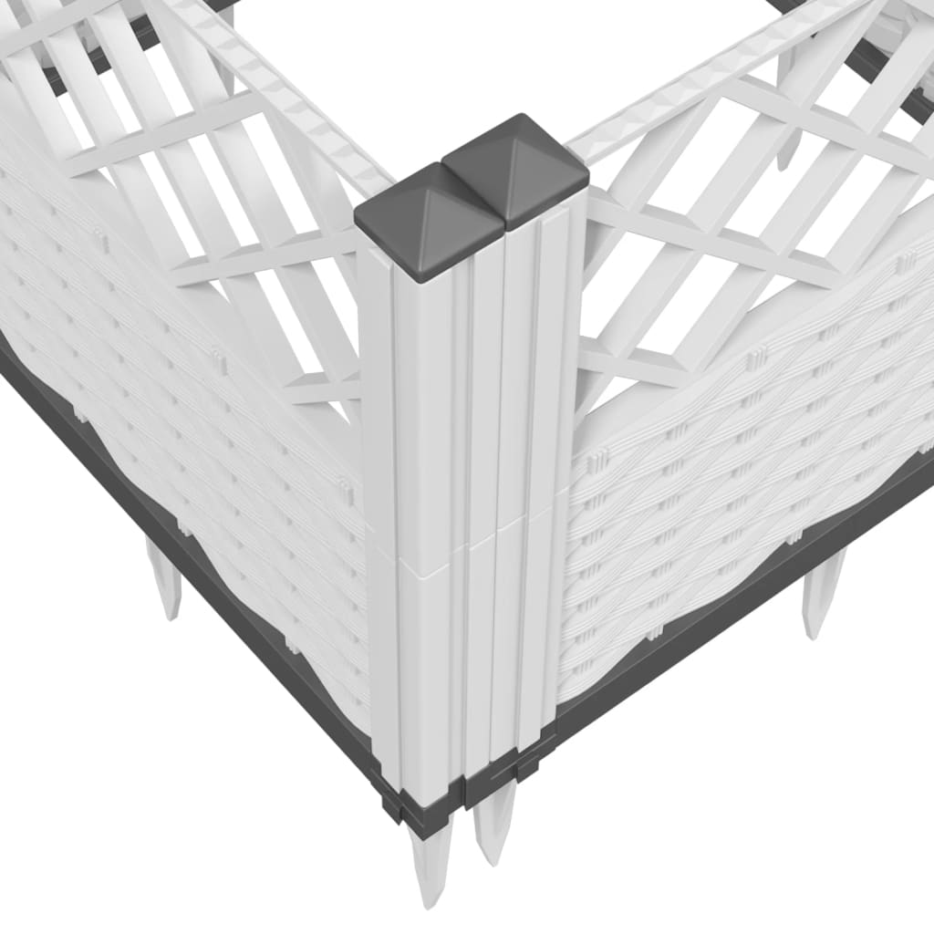 Jardinière de jardin | Pot de Fleurs avec piquets blanc 43,5x43,5x43,5 cm PP CFW29598 - 7