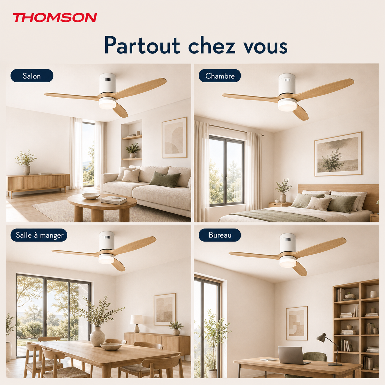 Ventilateur de plafond avec lumière THOMSON NOUR avec pales en ABS, diamètre de 132 cm et télécommande incluse - 5