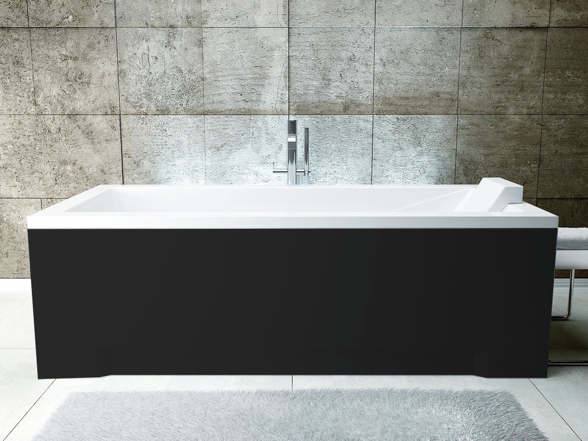 Baignoire rectangulaire de 140 x 70 cm - avec Tablier Noir Mat et Repose Tête OFFERT - MODERN - 2