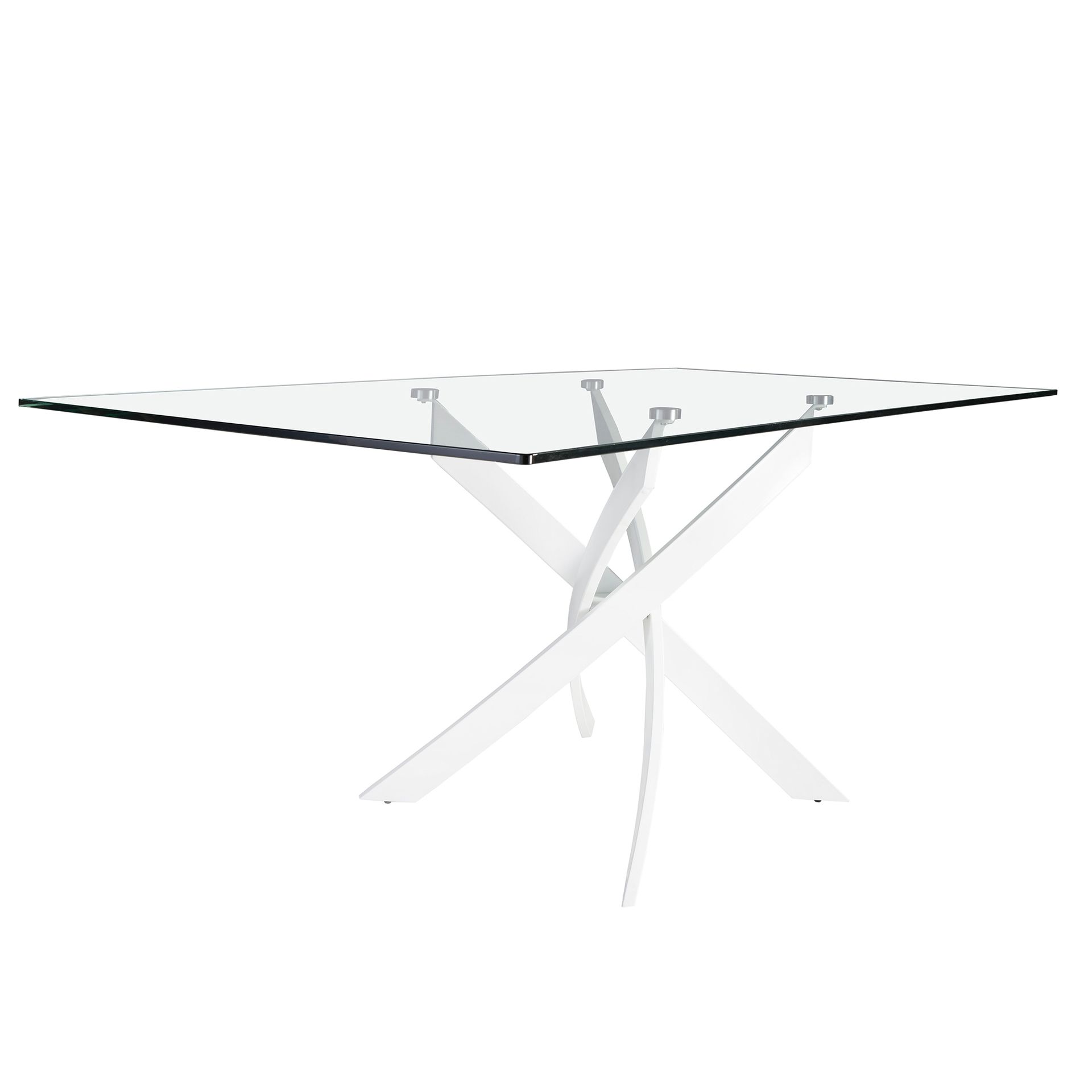Mesa comedor rectangular cristal templado y acero blanco 160 x 95 x 75 - 6