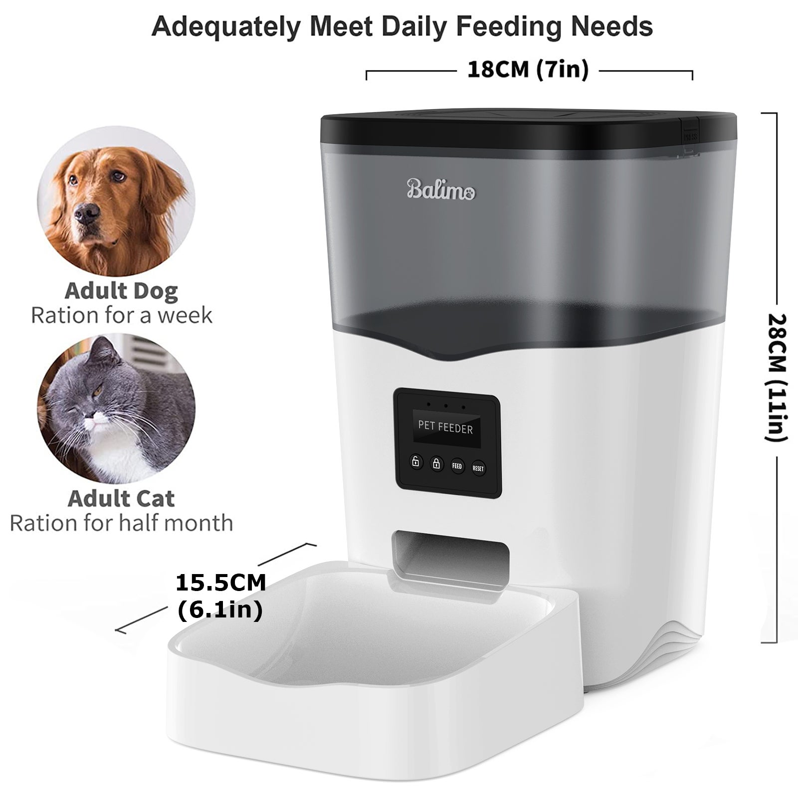 3L WIFI Distributeur Croquettes Chats APP Contrôle Adaptateur secteur/batterie ,Noir Distributeur Automatique de Nourriture pour Chiens - 6