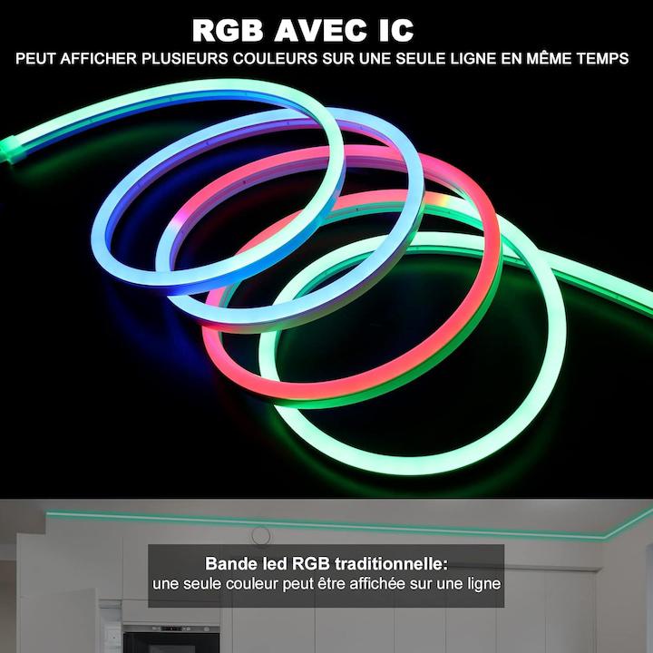 Bande LED RGB Neon 5m, effet arc-en-ciel, étanche IP65, contrôle APP et télécommande, mode musique, kit d'installation - 2