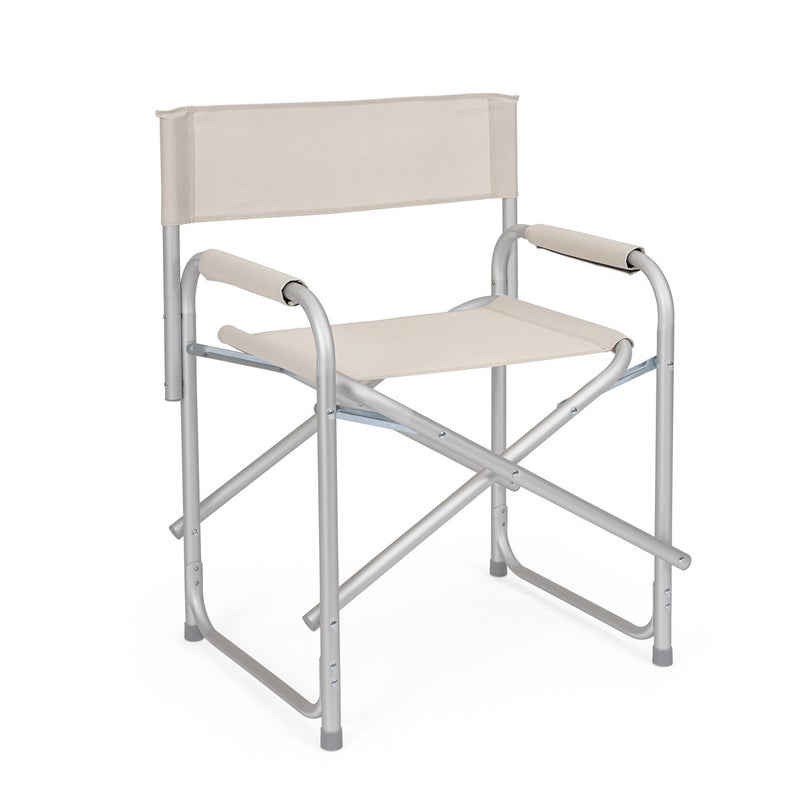 Fotel reżyserski „CAYO” z anodowanego aluminium w kolorze lodowo-szarym i tkaninylenowej