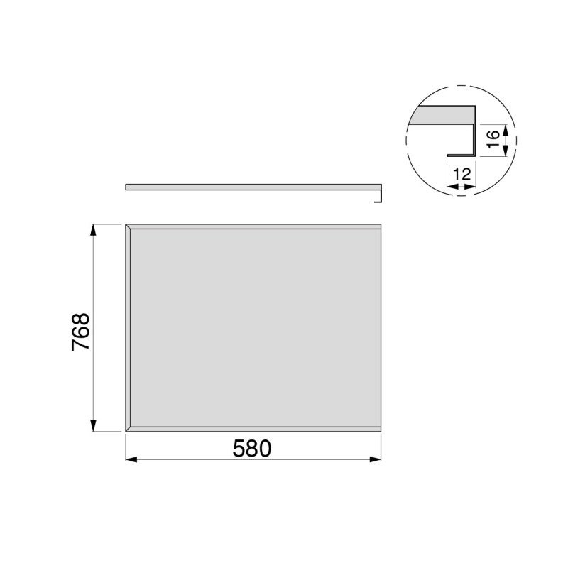 Emuca Protector de fondo para muebles de cocina, tablero 16mm, módulo 800mm, 768x580mm, Plástico y Aluminio, Aluminio natural - 8