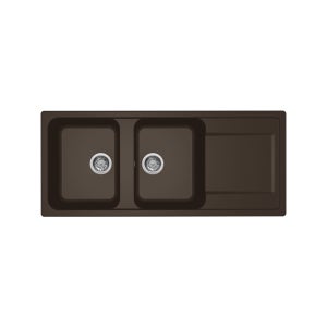 Lavello Da Cucina Elleci Life 500 - 2 Vasche, Nero, 116x50 Cm, In Granitek, Con Gocciolatoio - Foto 3