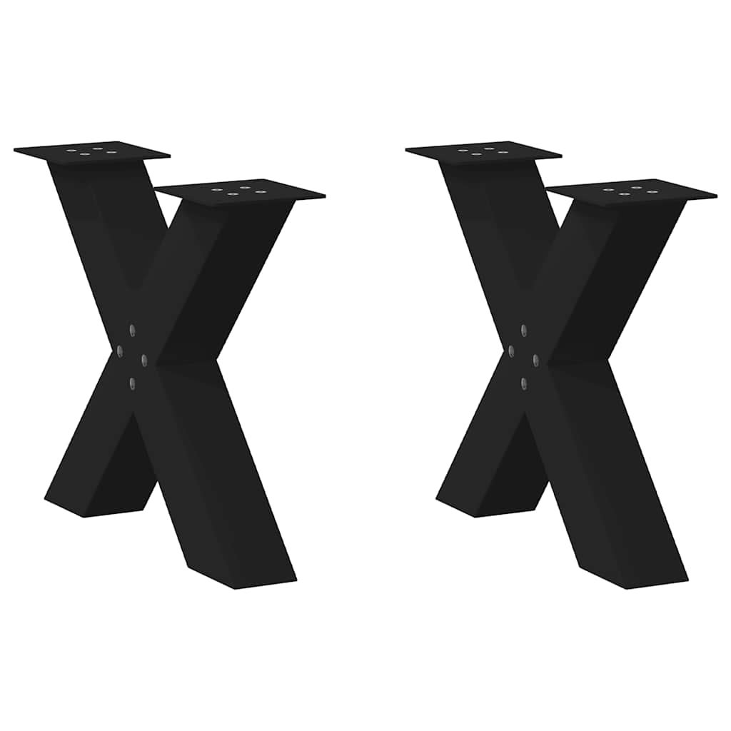 Nogi do stolika kawowego w kształcie litery X 2 szt. Czarne 60x(42-43) cm Stal vidaXL