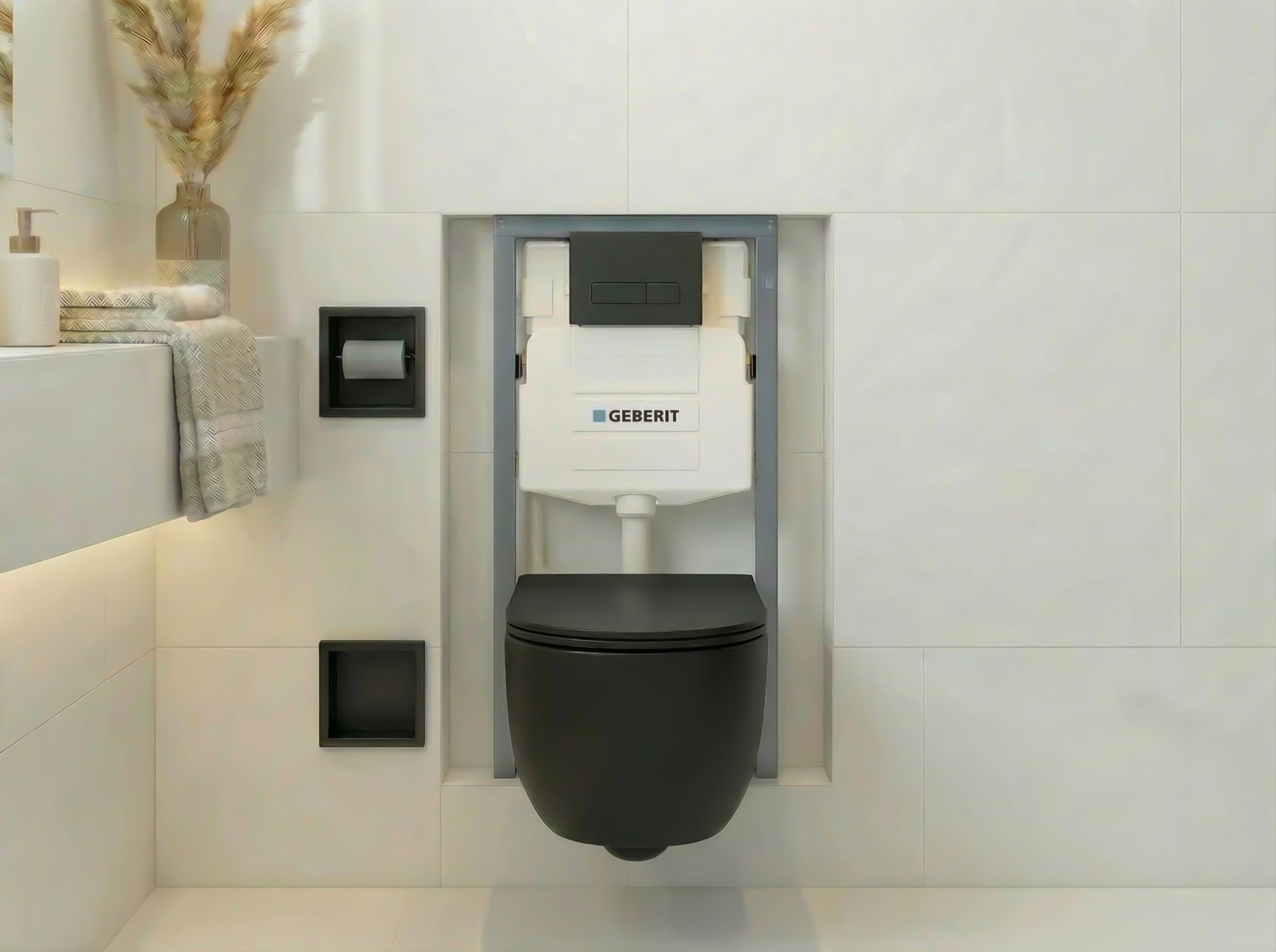 MEGA PACK : Élément de cloison Duofix + Toilettes Slim Soft-Close ROLO Noir + Tapis + Wallbox et plaque en noir - 2