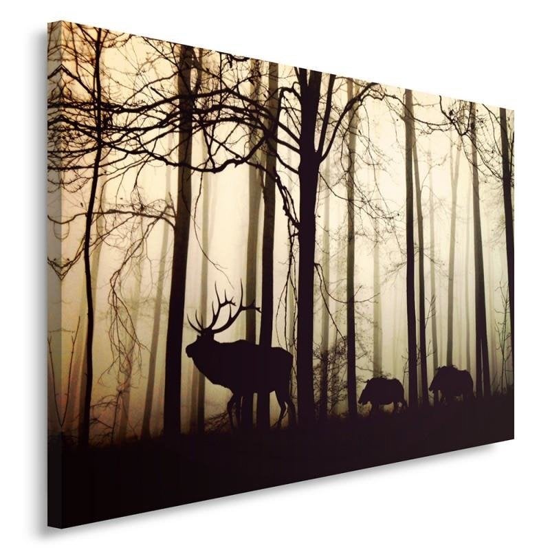 Obraz na płótnie, Zwierzęta w lesie krajobraz 120x80