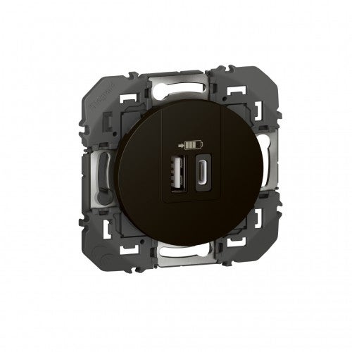 Double chargeur USB Type A et Type C Dooxie Legrand - 3A - 15W - Noir mat - 2