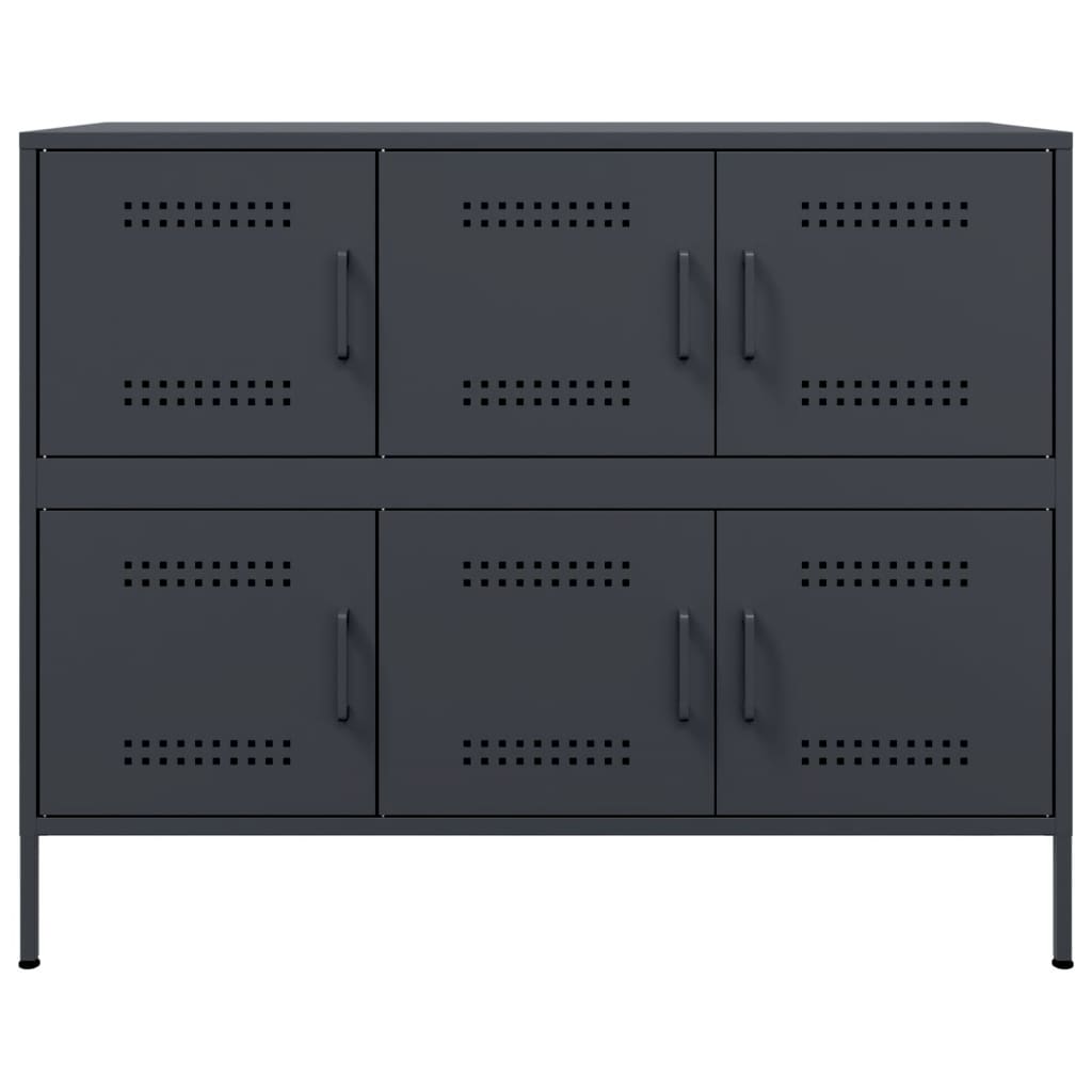 Buffet Gris 4 Portes Transparentes - Dimensions 180x40x88 Cm, En MDF, Poignées Métal Noir - Pour Salon, Chambre, Bureau