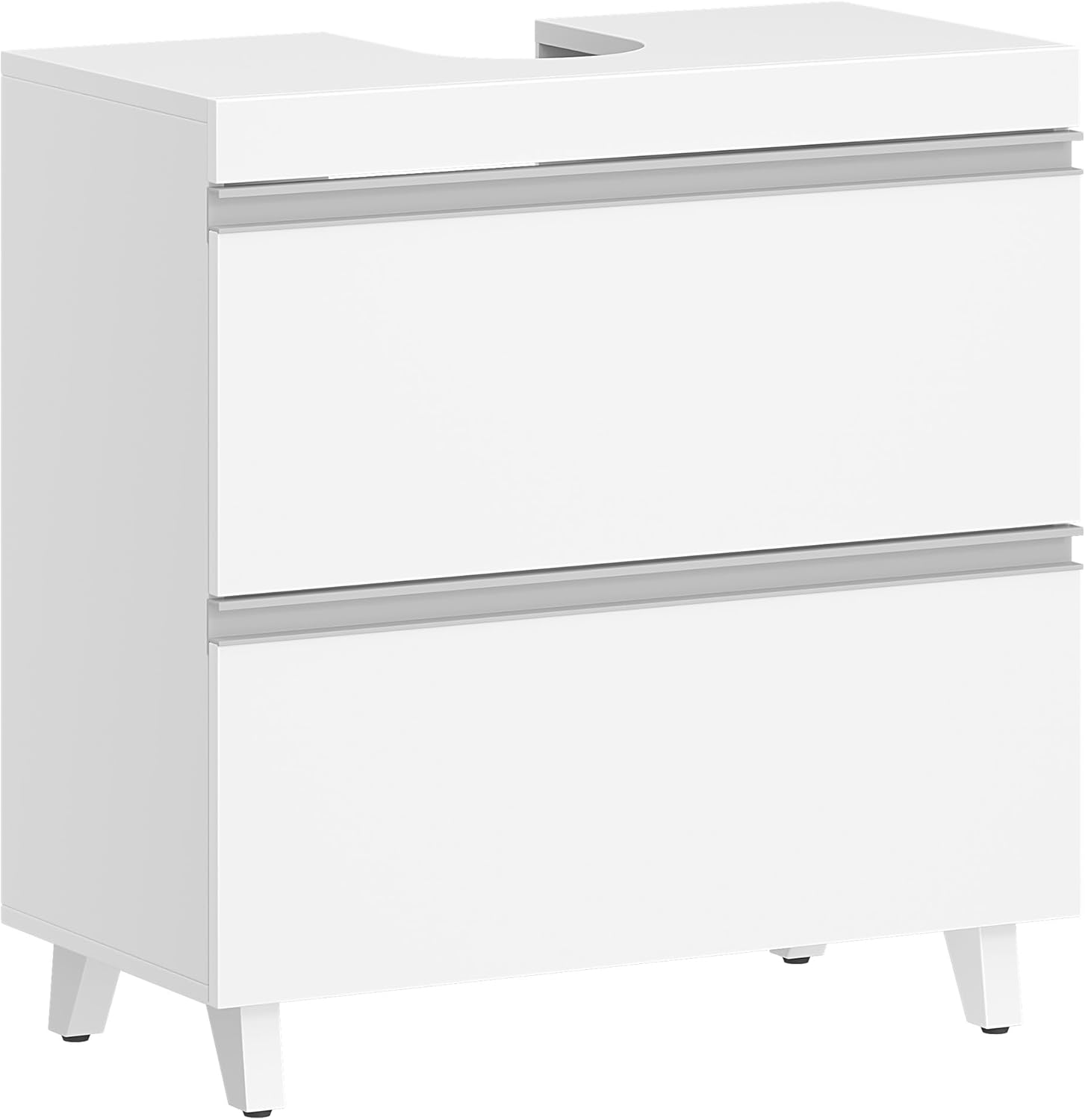 Mobile Sottolavabo per Bagno, Mobiletto da Bagno, 3 Cassetti, Piedini, indipendente, moderno, 30 x 60 x 64 cm, Bianco - 8