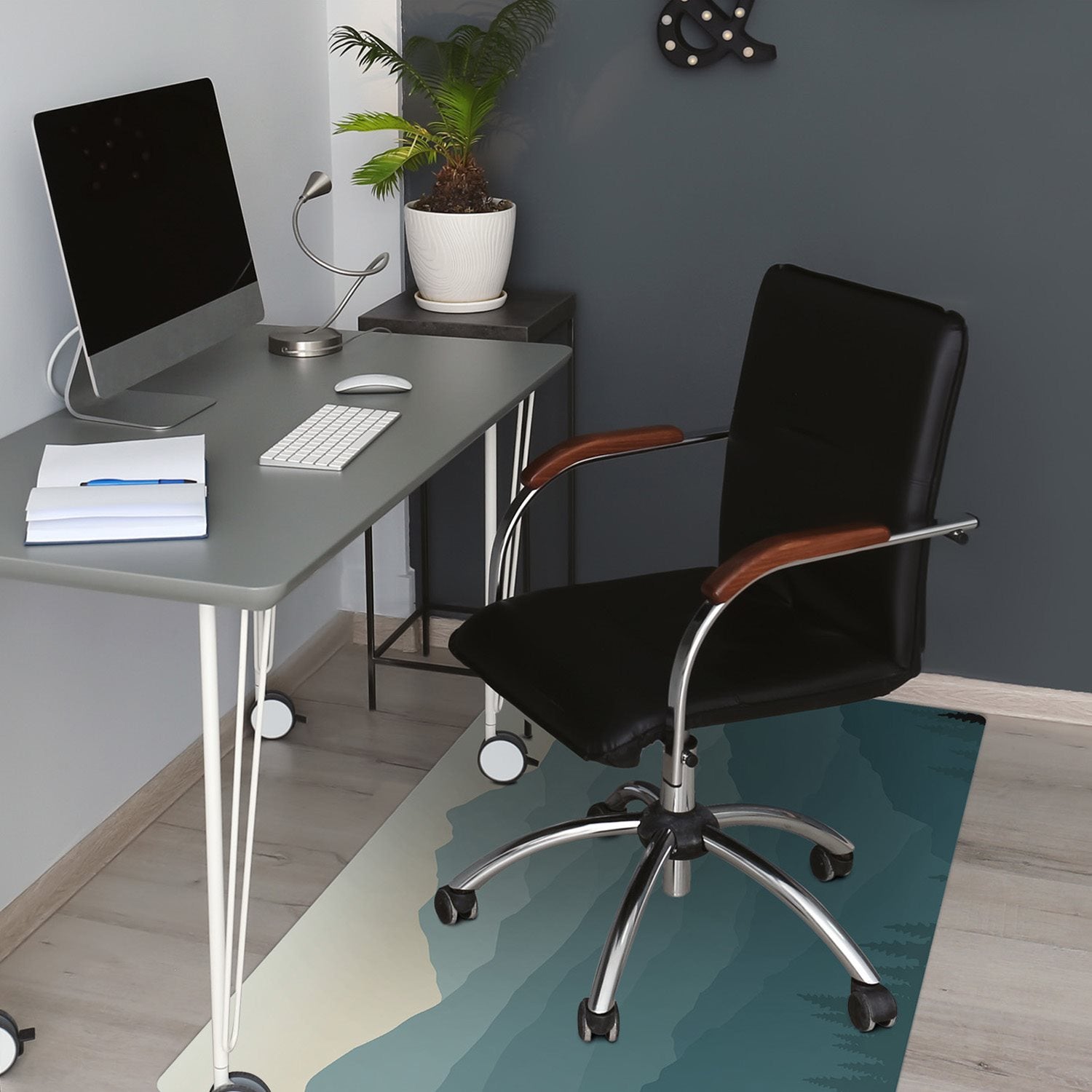 Mata pod fotel obrotowy, Las faktura metaliczna 100x70 cm nowoczesna – Tulup - 4