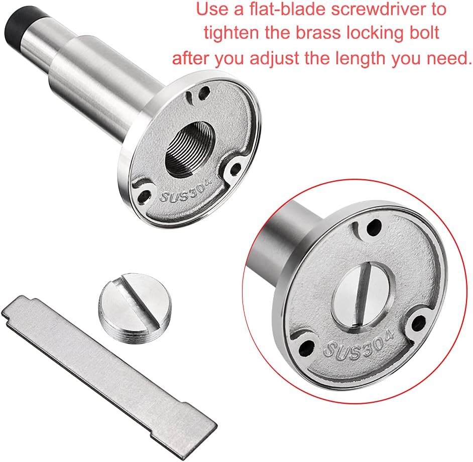 Butée de porte réglable robuste en acier inoxydable finition brossée Fixation murale avec tampon en caoutchouc (1 pièce) - 5