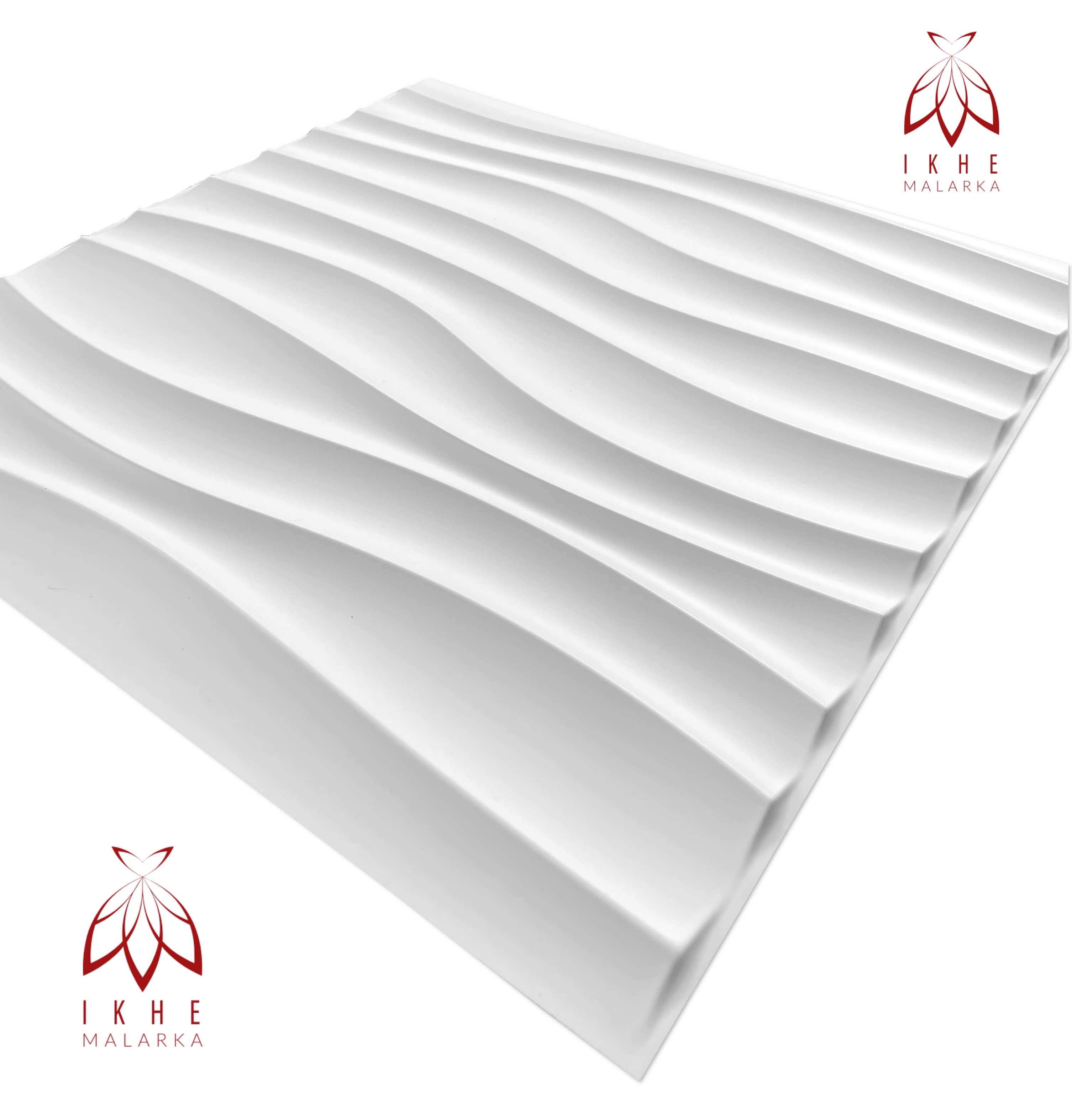 12PCS/3M² Panneaux 3D Panneaux en plastique PVC Panneaux muraux Salle de jeu Mur Plafond 3D Look WELLE D105 White - 2