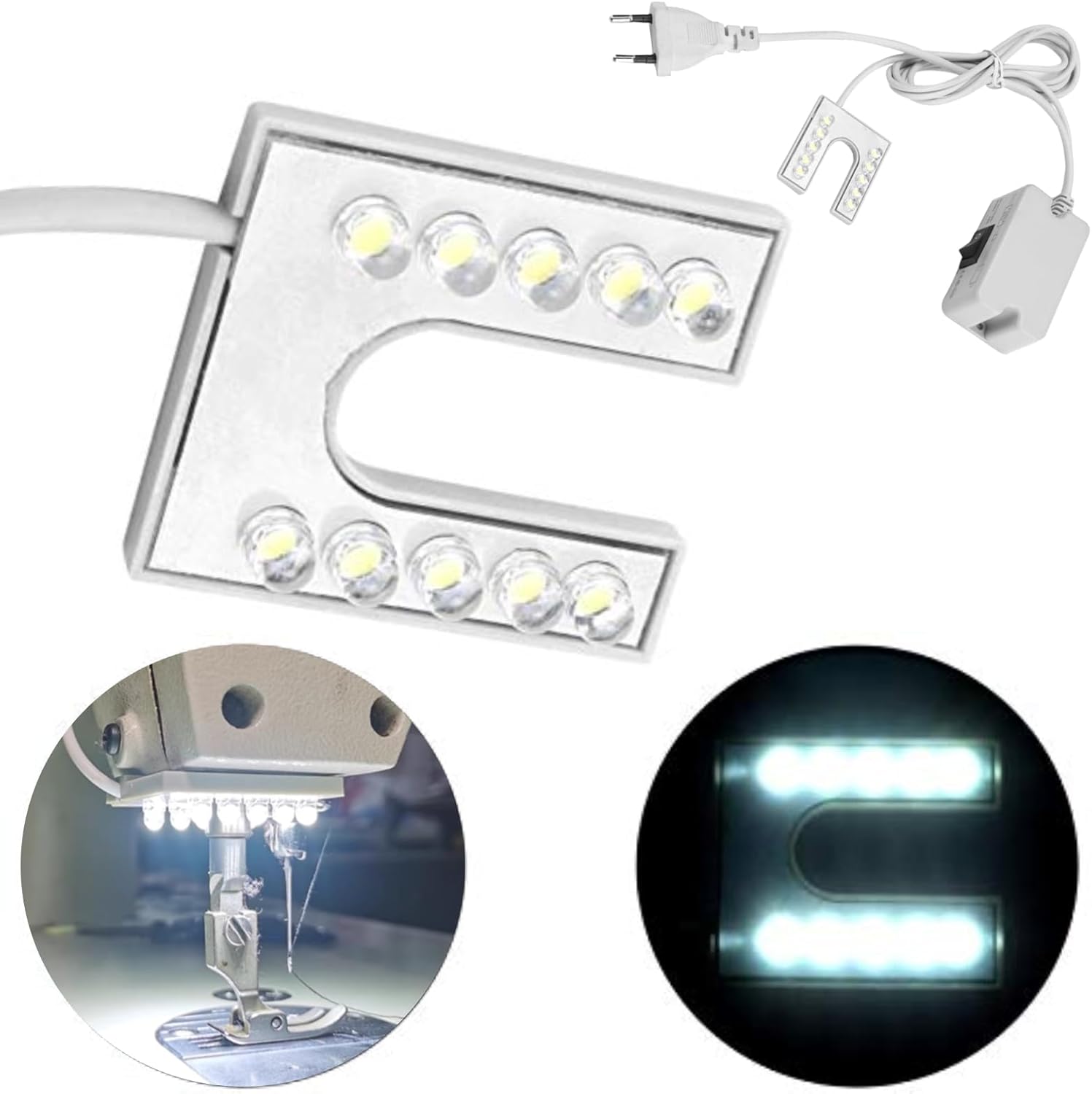 Lampa LED do Maszyny do Szycia – Elastyczna Gęsia Szyja z Podstawą Magnetyczną, 110–265V Wtyczka UE – Rękodzieło i Szycie