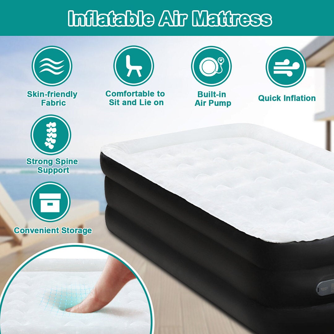 Colchon Hinchable Electrico Fibra 2 Personas con bomba electrica integrada 200*152*46cm - 3