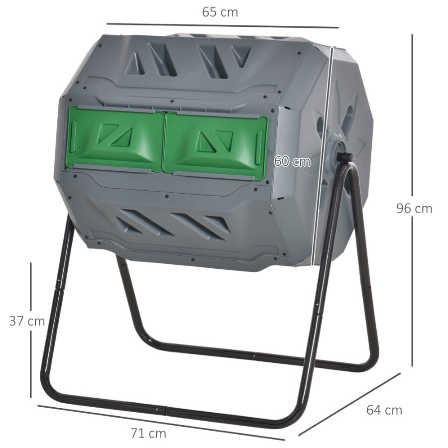 Trommel-Komposter 160L avec 2 Compartiments et Système Rotatif 360° pour Compostage Facile des Déchets Organiques - 3