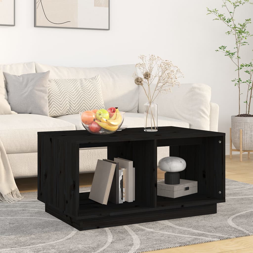 Stolik kawowy, czarny, 80x50x40 cm, lite drewno sosnowe vidaXL