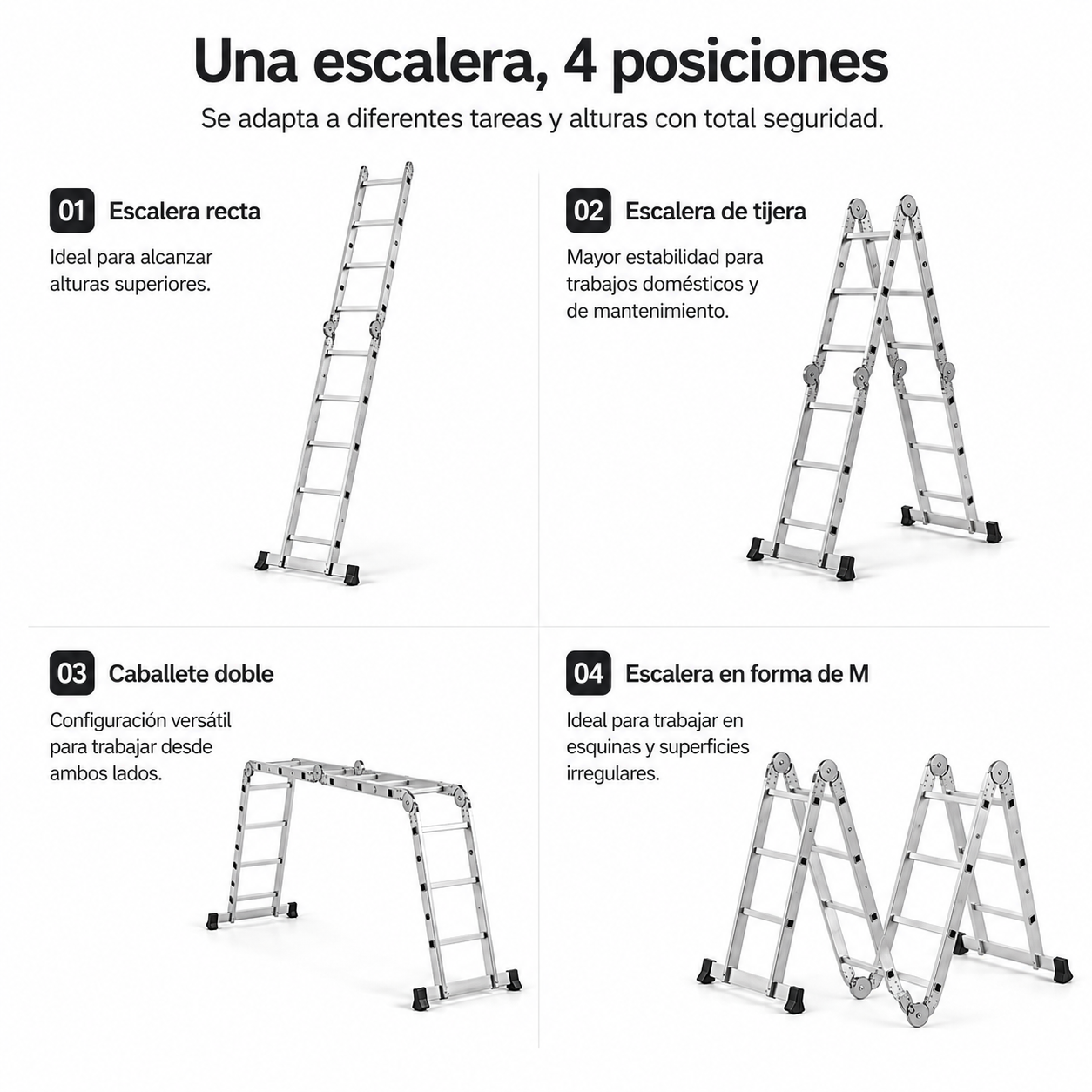 Échelle articulée pliable multifonction 4x3 en aluminium 3,5 m - 4