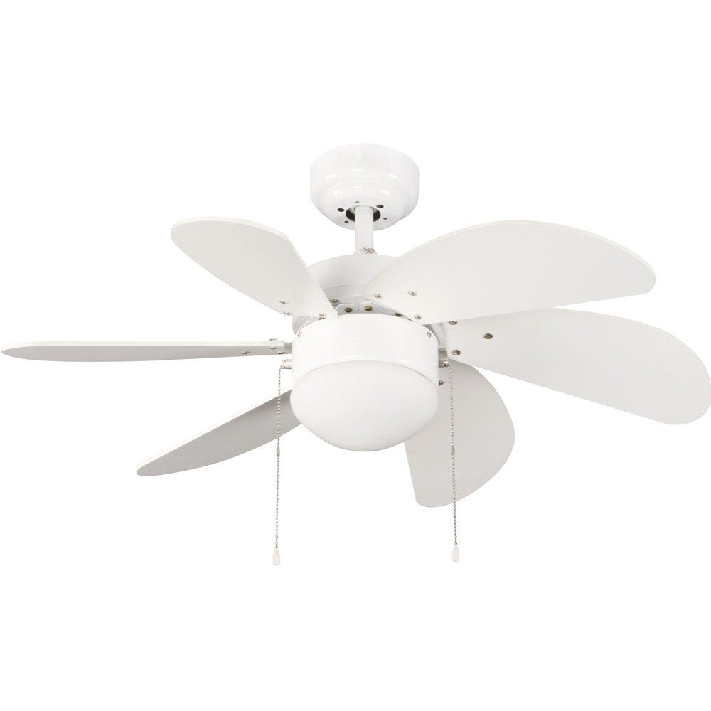 Ventilador de techo con luz e27 wonderlamp basic blanco 76 cm invierno-verano lamparas online