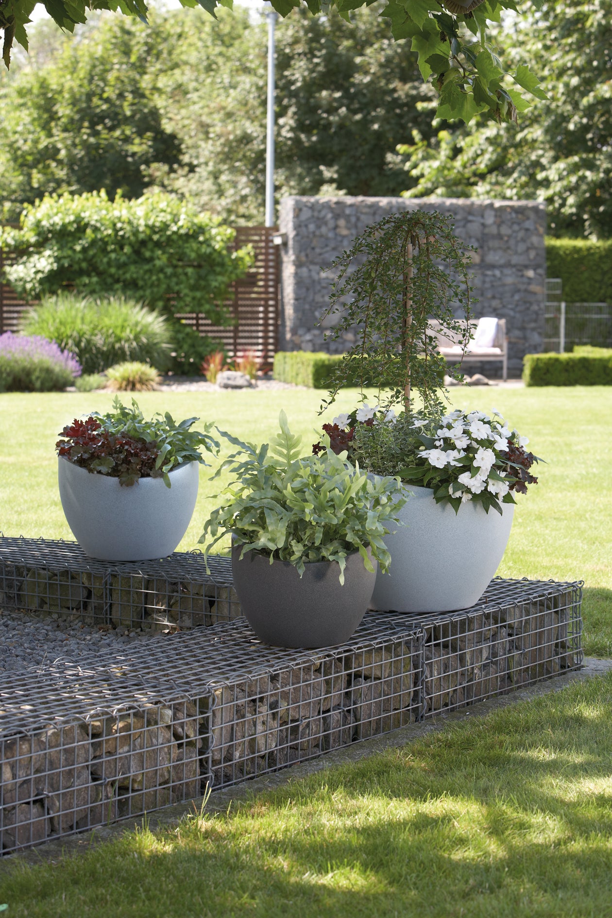 Scheurich Wave Globe 60, bac à plantes/pot à fleurs/jardinière, cylindrique, coloris: Stony Grey, fabriqué avec du plastique recyclé, pour l’extérieur - 2