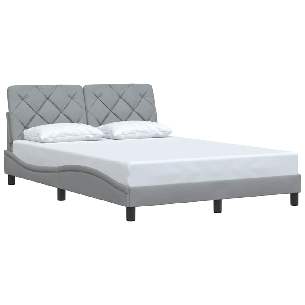 Cadre de lit sans matelas gris clair 140x200 cm tissu - 2