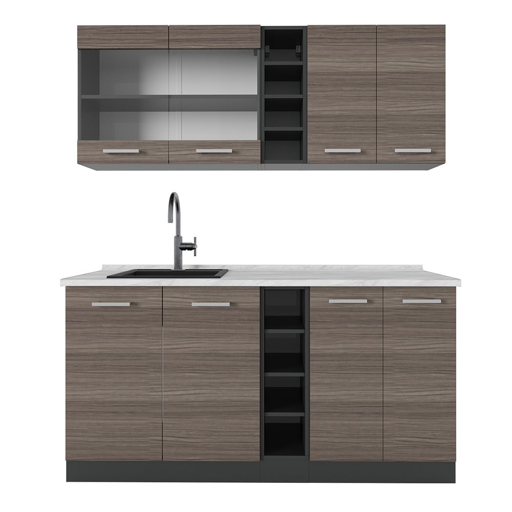 Vicco Pojedyncza kuchnia R-Line, Szlachetny szary/antracyt, 160 cm , BP Marmur