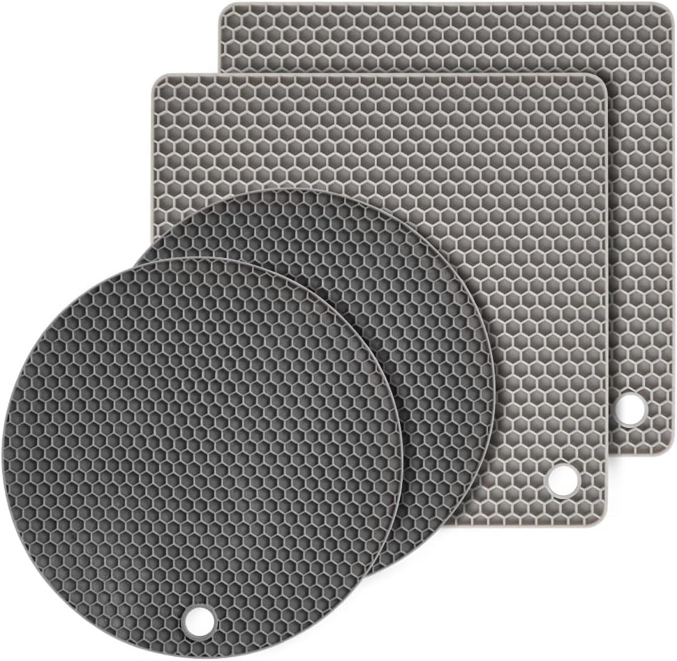 Zestaw 4 osłon na patelnie - 32 cm - Odporne na ciepło - Regulowany rozmiar - Antypoślizgowe - Możliwość układania w stosy osłon na patelnie