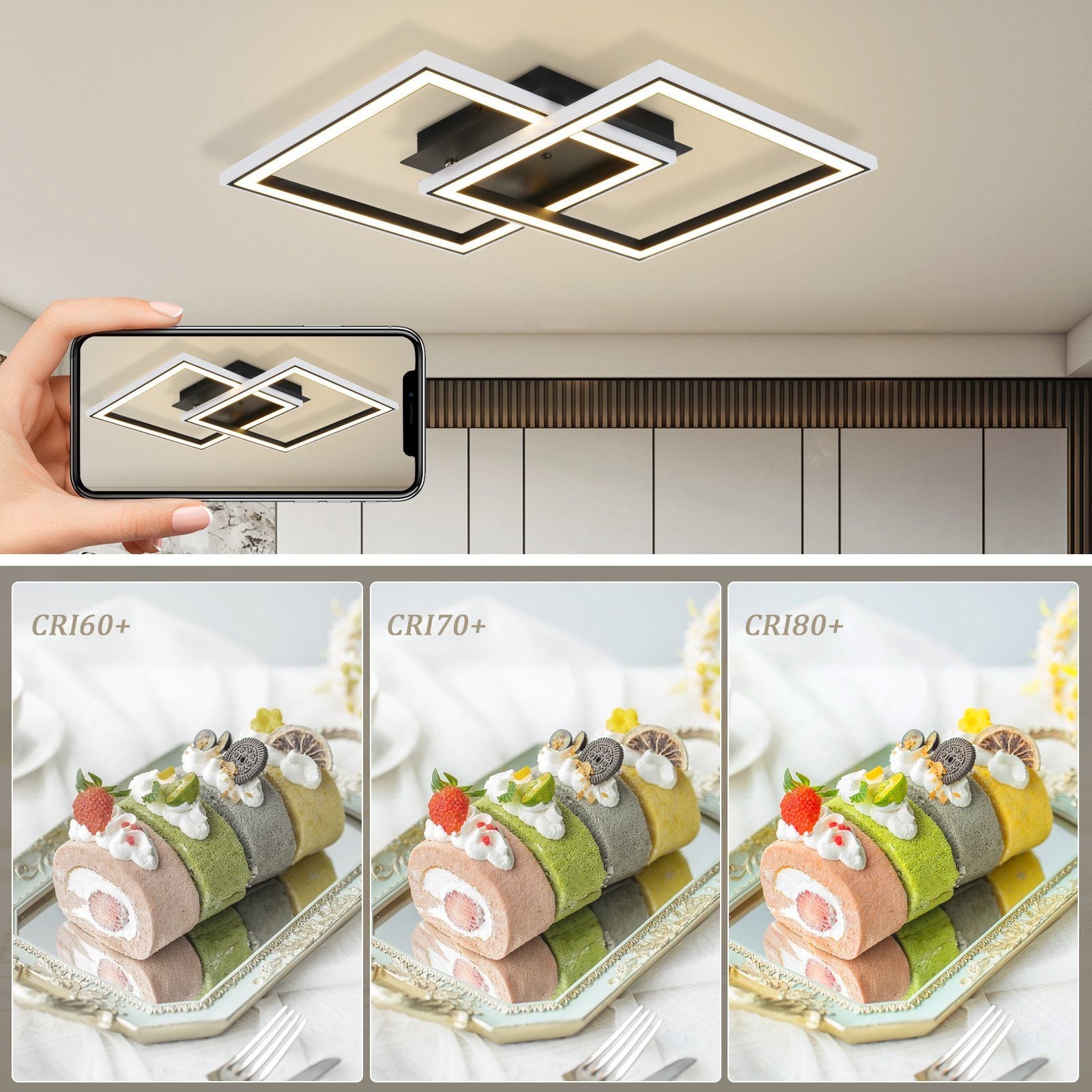 NETTLIFE Lampa sufitowa LED do salonu, ściemnialna, nowoczesna, RGB, z pilotem, 3000-6000K, nowoczesna RGB 13 - 5