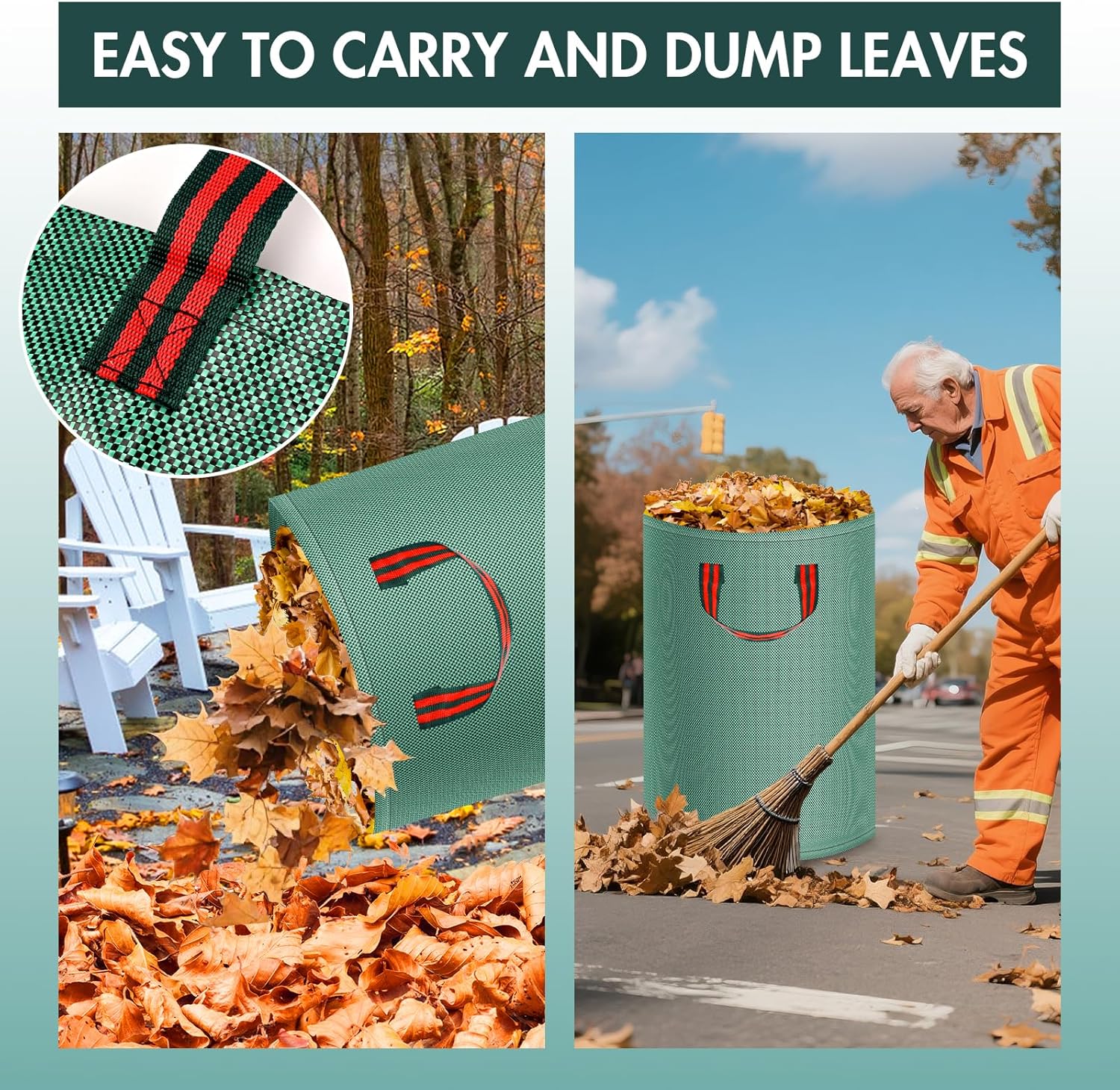 HOMIKLSA 3X 272L Sacs à Déchets de Jardin, Autoportants, Imperméables, Durables et Anti-Corrosion pour Déchets Verts et Tontes de Gazon - 3