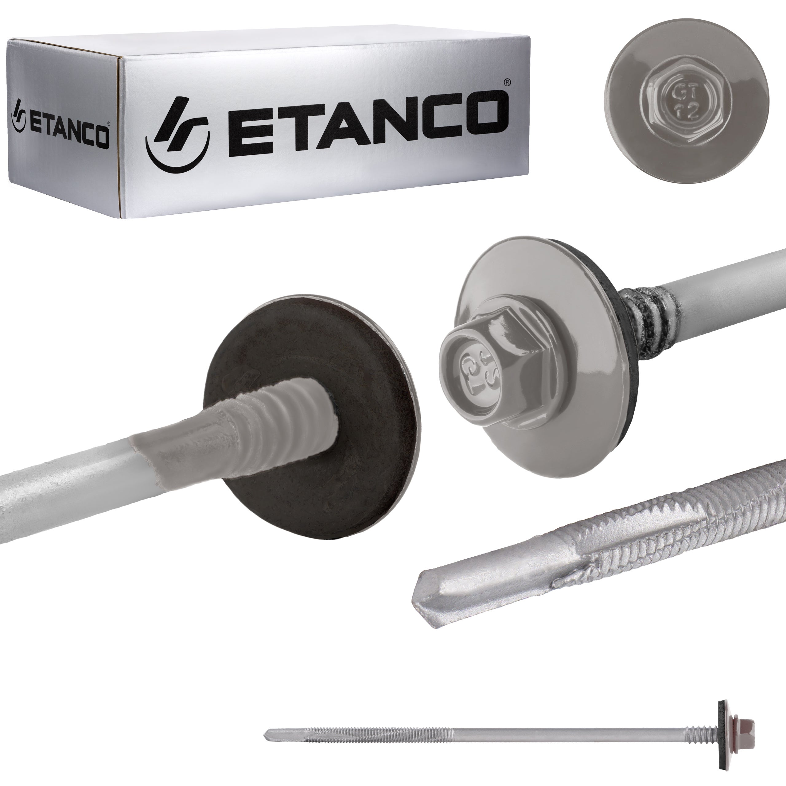 Wkręty do płyt warstwowych Etanco GTR12 SP 5,5/6,3x130 mm RAL 9007 100szt