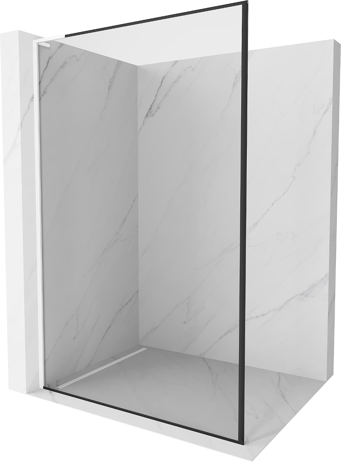 Mexen Kioto L ścianka prysznicowa Walk-in 70 x 200 cm, czarna ramka, biała - 800-070-103-20-70