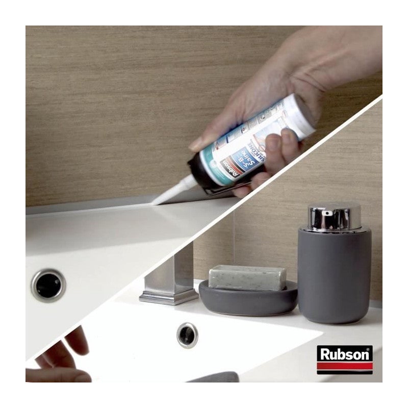 Mastic sanitaires - RUBSON - 2716027 - Joint - Facile - Salle de bain saine - Mastic - Translucide - 200ml - 2