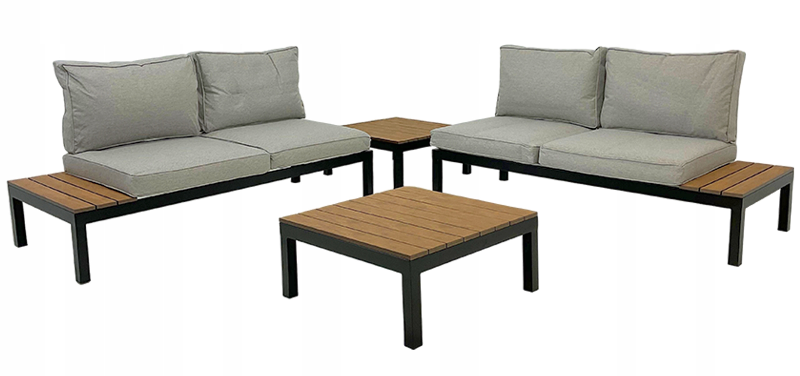 Komplet mebli do ogrodu narożnik modułowy aluminiowy drewno Ibiza szary