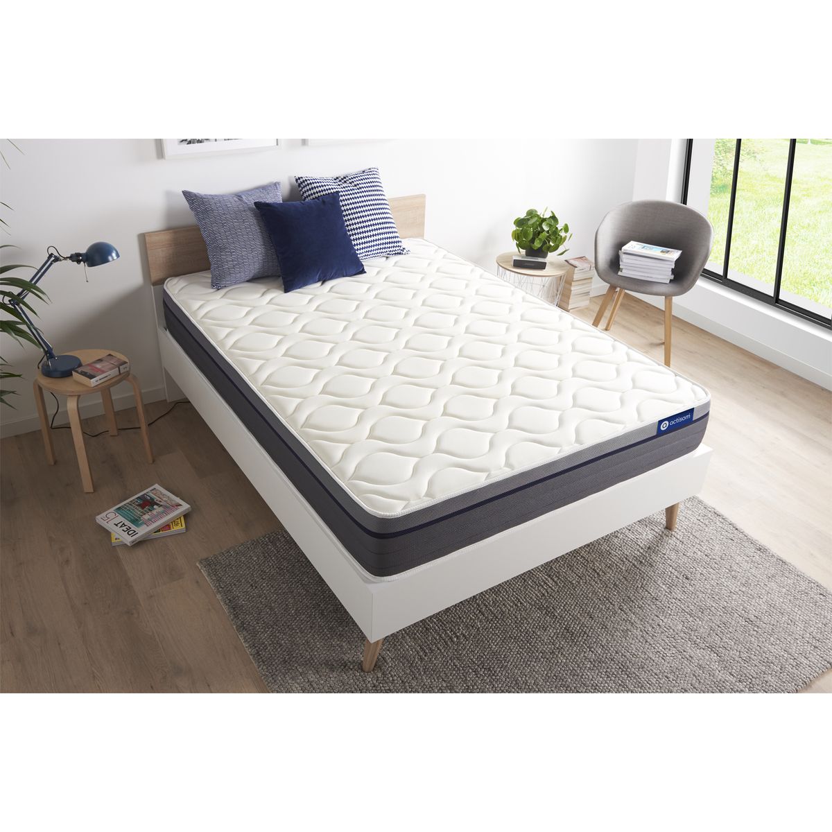 Matelas 120 x 190 cm Actilatex zen - Latex et mémoire de forme - Ep. 26 cm - Equilibré - 7 zones de confort - 5
