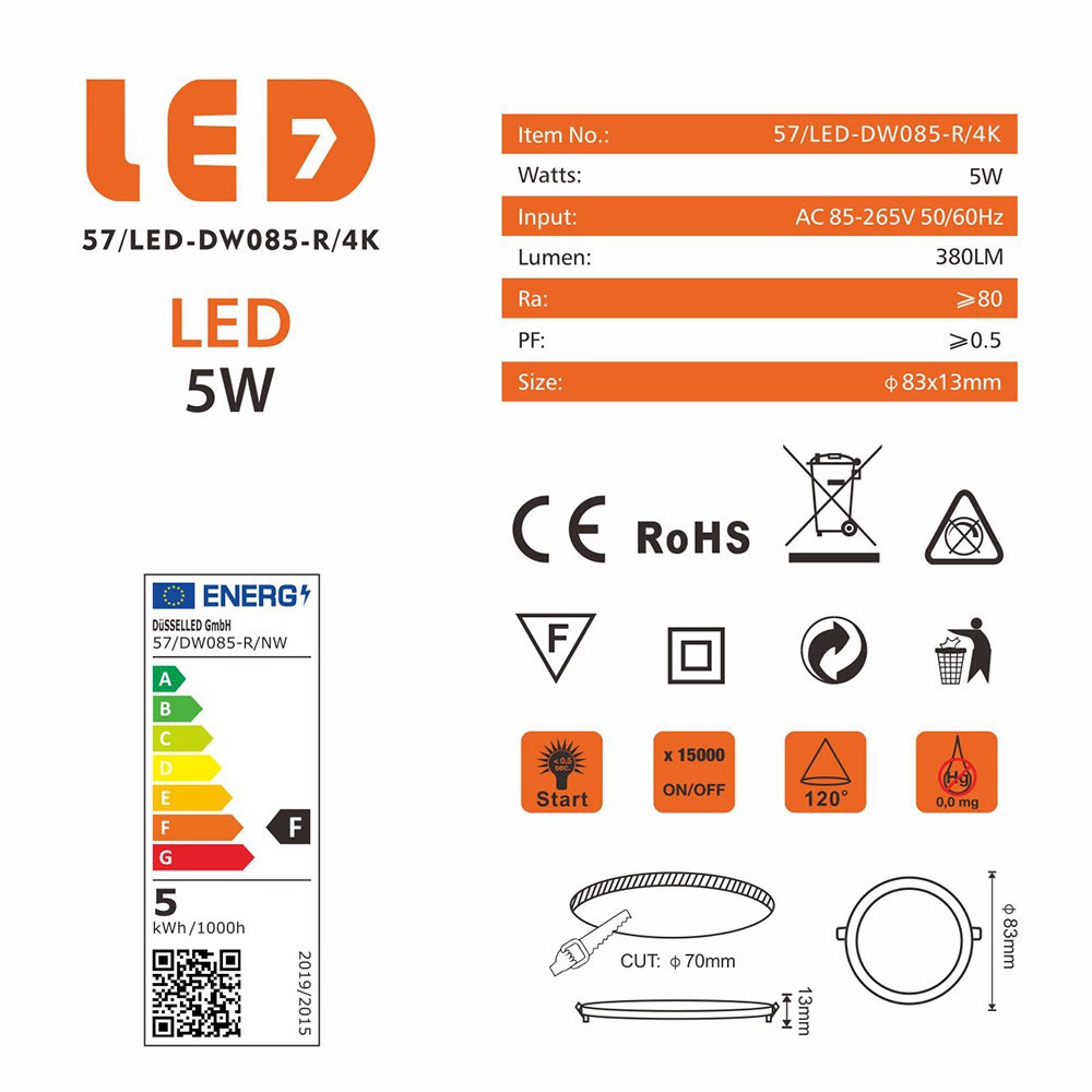 Spot Encastrable Led Downlight Panel Extra-plat 5w Blanc Neutre 4000k - Digilamp - 7
