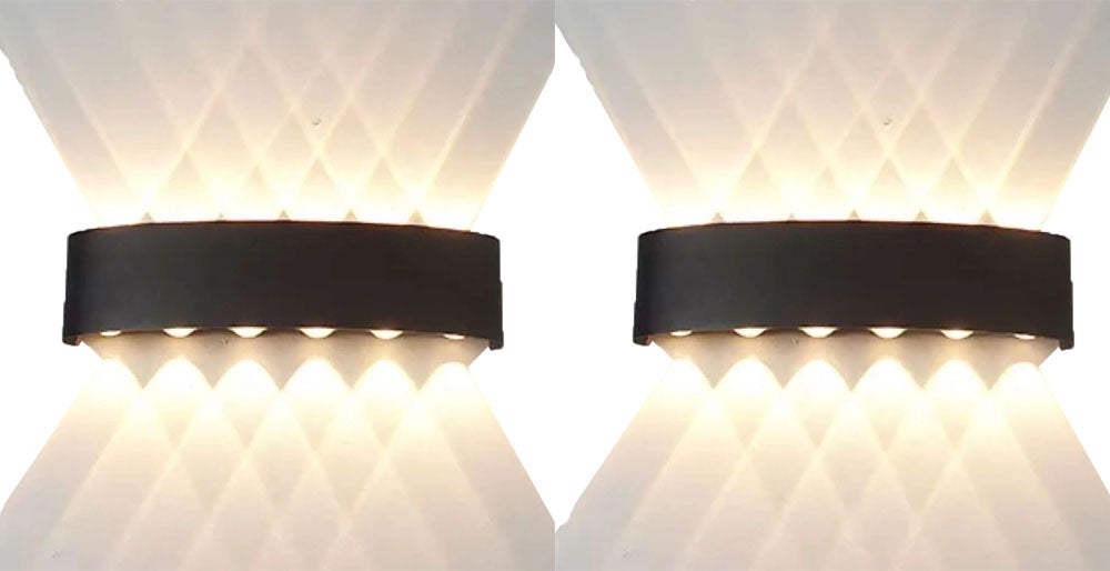 Zestaw dwóch wewnętrznych kinkietów LED, 12 W, aluminium, światło neutralne 4000 K, wodoodporne do korytarzy