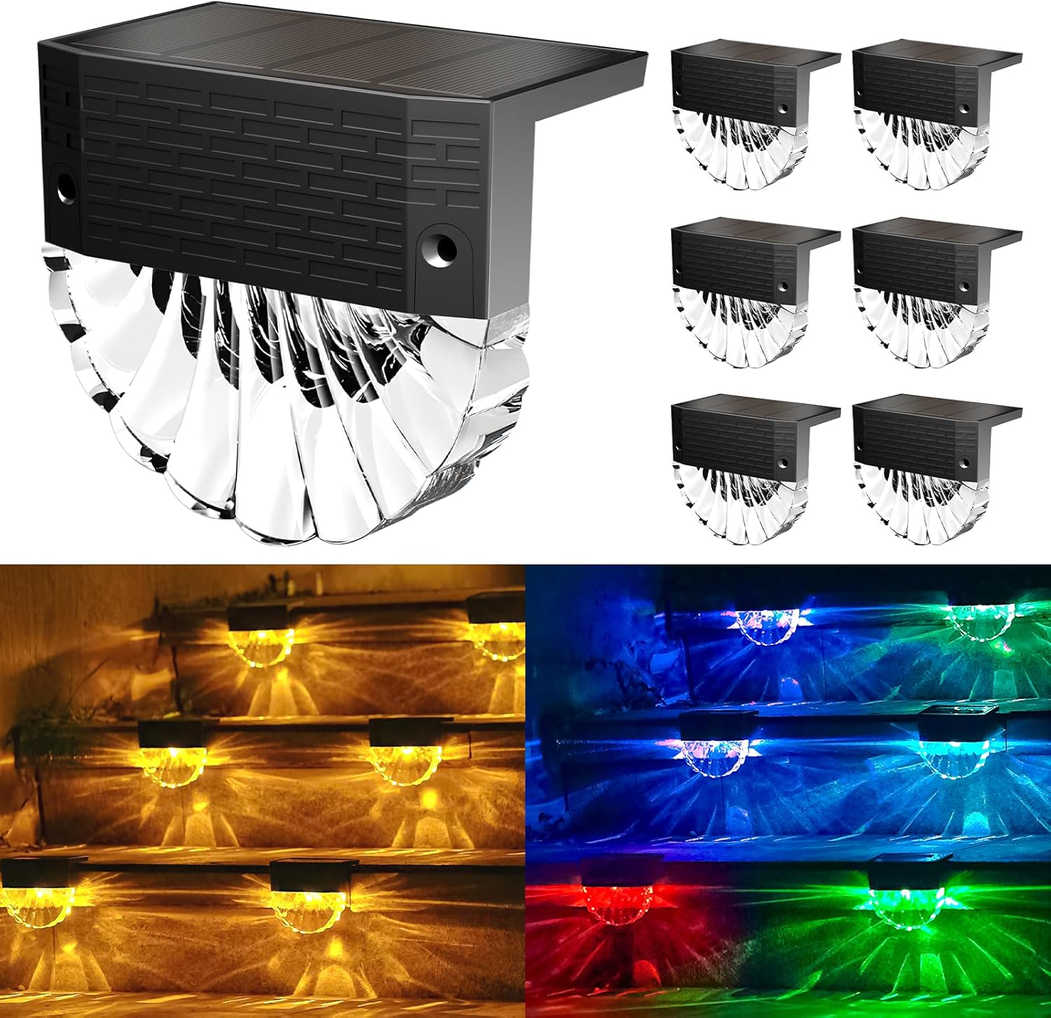 Zewnętrzna Lampa Solarna, 6 Zewnętrznych Lamp Solarnych, 3 Tryby Lampy Solarnej, Wodoodporna IP65 Oświetlenie Zewnętrzne Solarne, Biały ciepły/RGB