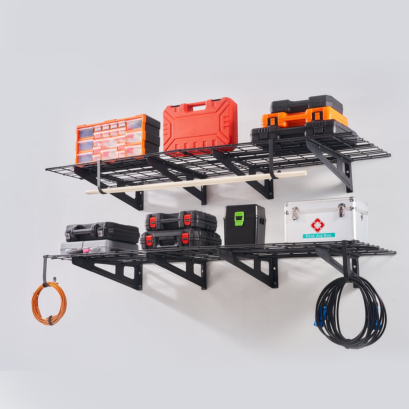 Étagère Murale Flottante de Rangement Garage VEVOR 183x61 cm Lot de 2 Grande Surface Utilisable Capacité de Charge 227 kg Étagère Suspendue d'Outils - 8