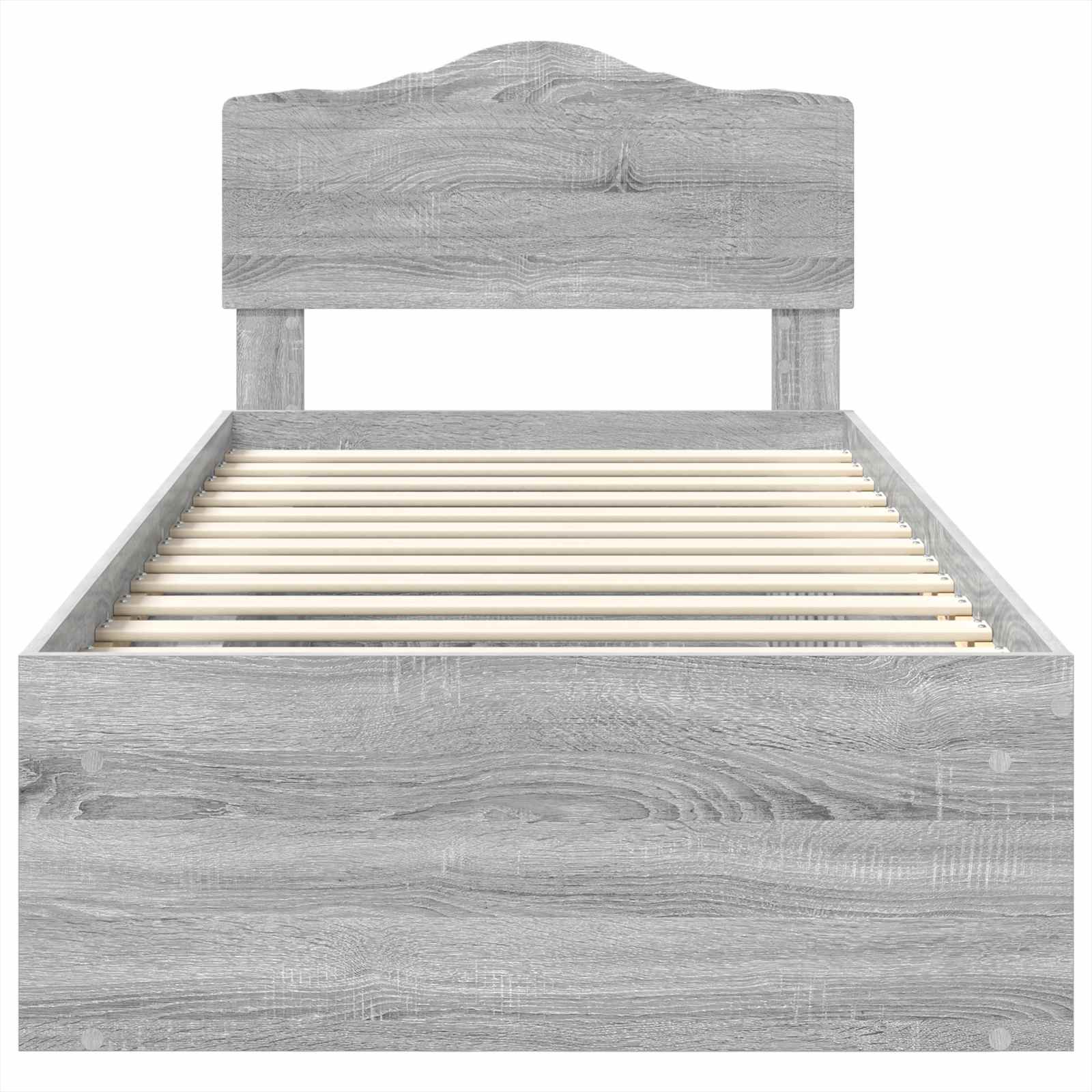 Cadre de lit gris 100 x 200 cm en bois de pin massif - 7
