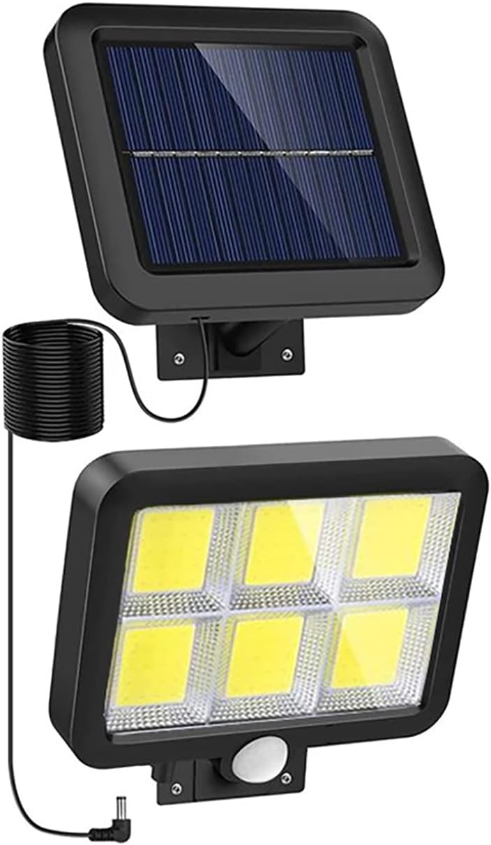 Zewnętrzna lampa solarna 120LED 260LM + Panel fotowoltaiczny. Oddzielna konstrukcja z kablem o długości 5m. Lampa solarna z czujnikiem ruchu